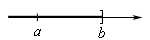 This sketch is a horizontal arrow pointing right.  There are two points labeled on the arrow.  The point labeled as “a” is on the left and the point labeled as “b” is on the right.  Both of the labels are below the arrow.  The portion of the horizontal arrow to the left of b is darkened to make it stand out.  On the arrow above the “b” is a ] and there is nothing on the arrow above the “a”.