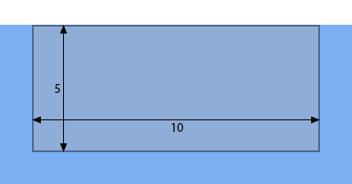 This is the sketch of a rectangular plate with a horizontal length of 10 and vertical height of 5.  The top of the plate is level with the water surface.